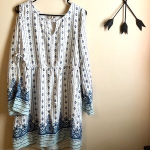 Blue and white dress